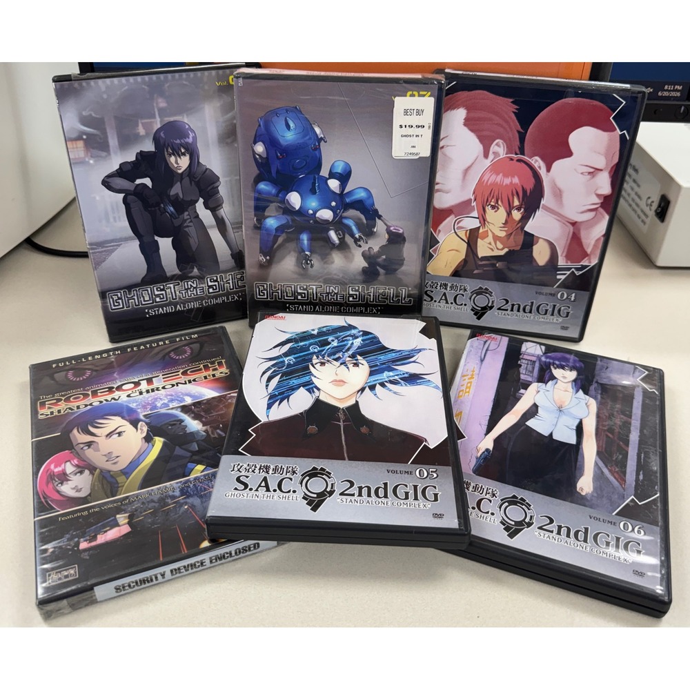 Anime Manga DVD Lot of 6 Discs Ghost in the Shell SAC 2nd GIG & Robotech Shadow